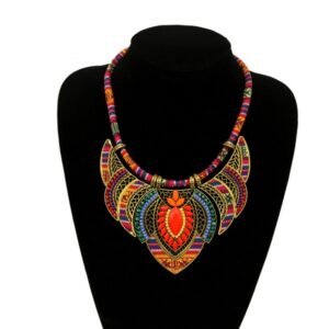 Ethnic Style Necklace Colorful Braided Rope Diamond Necklace