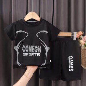 Boys Clothing Set Custom Short Sleeve Top T-Shirt and Pants Shorts 2PCS Set for Boys