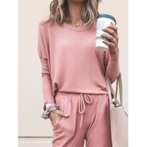 Loose Solid Color Long Sleeve Casual Set