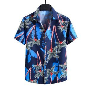 Summer New Men’s Short-sleeved Shirt Plus Size Printed