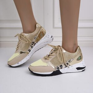 Lace Up Sneakers Wedge Flat Casual Walking Running Shoes For Women