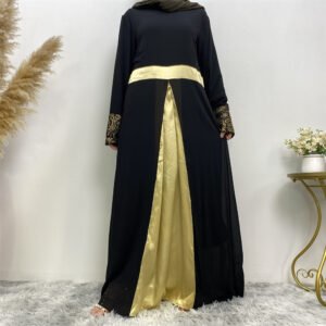 Women’s Muslim Patchwork Long Sleeved Dress