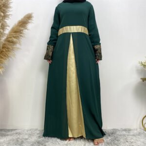 Women’s Muslim Patchwork Long Sleeved Dress