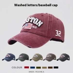 Washed Letter Baseball Cap Vintage Distressed