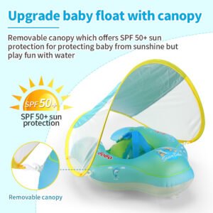 Baby Swimming Float With Canopy Inflatable Infant Floating Ring Kids Swim Pool Accessories Circle Bathing Summer Toys