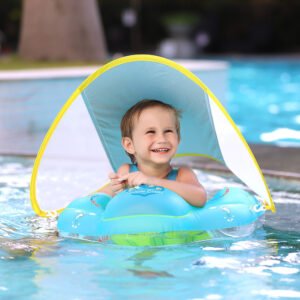 Baby Swimming Float With Canopy Inflatable Infant Floating Ring Kids Swim Pool Accessories Circle Bathing Summer Toys