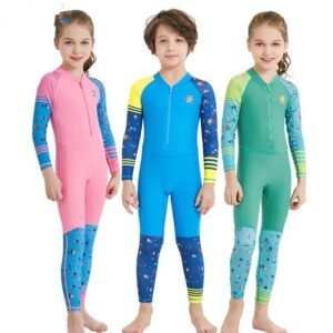 Children’s quick-drying diving suit girls boys conjoined long-sleeved snorkeling suit swimwear size children’s swimwear sunscreen swimsuit