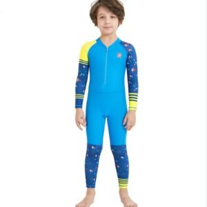 Children’s quick-drying diving suit girls boys conjoined long-sleeved snorkeling suit swimwear size children’s swimwear sunscreen swimsuit