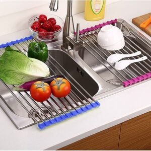 Folding Kitchen Drain Sink Rack Stainless Steel