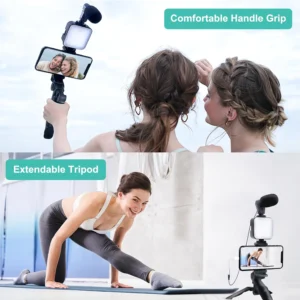 CYKE Selfie Stick Stand Microphone Lighting Tripod Phone Handheld Bracket Remote Video Shooting Camera Light AY49 vlogging kit