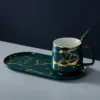 Gold Marble Coffee Mug Ceramic Cup Milk Breakfast porcelain Tea Cups And Plate Dish Saucer Set - Image 4