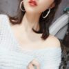 Top Seller 925 Sterling Silver Post 5cm Big Circle CZ Crystal Diamond Hoop Earrings Bling Bling Rhinestone Hoop Earrings - Image 2