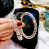 Top Seller 925 Sterling Silver Post 5cm Big Circle CZ Crystal Diamond Hoop Earrings Bling Bling Rhinestone Hoop Earrings - Image 6