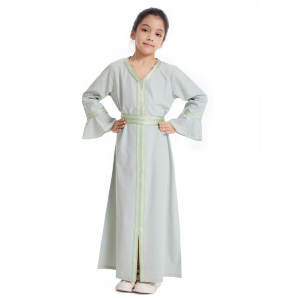 1061 New kids girls muslim dress closed long sleeve kaftan skirts party wear abaya kids dresses for girls - Image 2