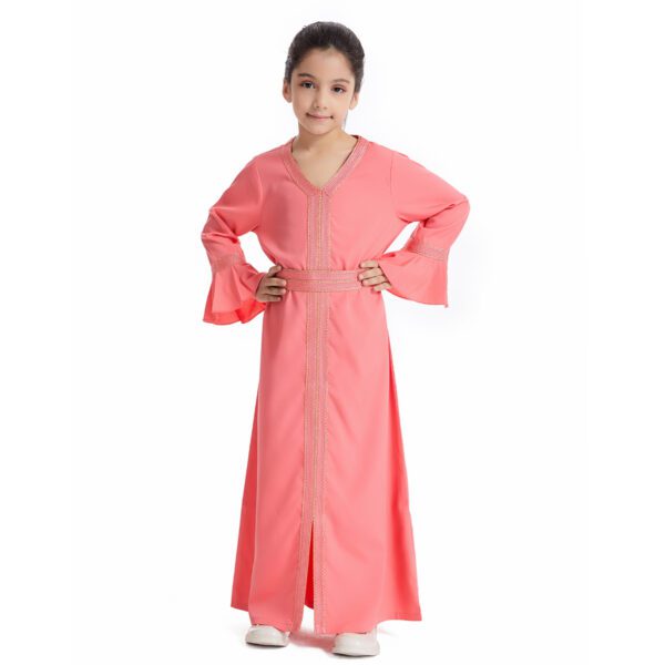 1061 New kids girls muslim dress closed long sleeve kaftan skirts party wear abaya kids dresses for girls - Image 5