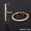 Top Seller 925 Sterling Silver Post 5cm Big Circle CZ Crystal Diamond Hoop Earrings Bling Bling Rhinestone Hoop Earrings - Image 3