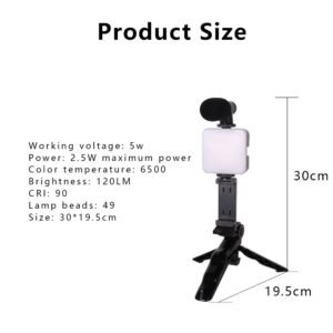 KALIOU AY-49 Sets Mini Flexible Professional Selfie Stick Mobile Phone Camera Stand Tripod with Microphone Led Light