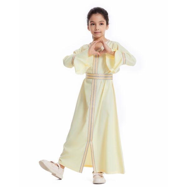 1061 New kids girls muslim dress closed long sleeve kaftan skirts party wear abaya kids dresses for girls - Image 3