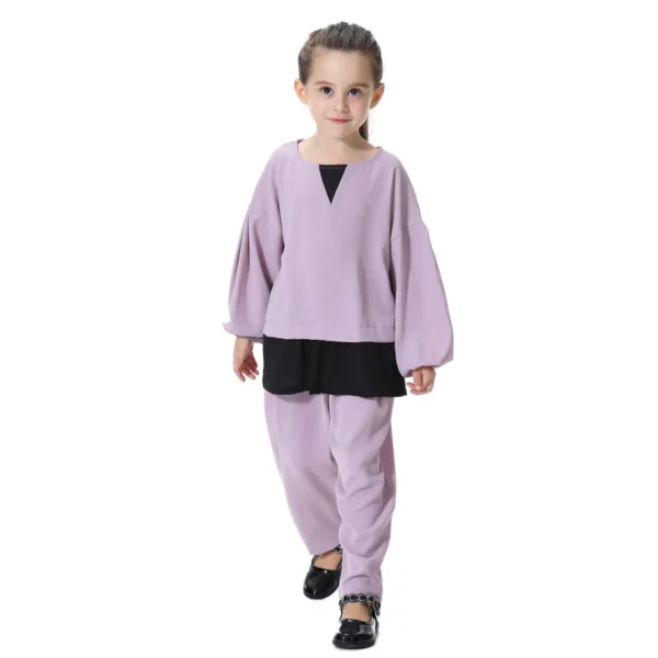 2 piece sets of Girl Tops and Harem Pants suit for Muslim girl princess kids pants sets abaya clothing - Image 2