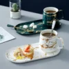 Gold Marble Coffee Mug Ceramic Cup Milk Breakfast porcelain Tea Cups And Plate Dish Saucer Set - Image 6