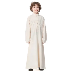 Traditional Embroidered Breathable Long Sleeve Muslim Clothing Islamic Thobe Boy Muslim Kids Children Clothing