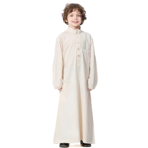 Traditional Embroidered Breathable Long Sleeve Muslim Clothing Islamic Thobe Boy Muslim Kids Children Clothing - Image 2