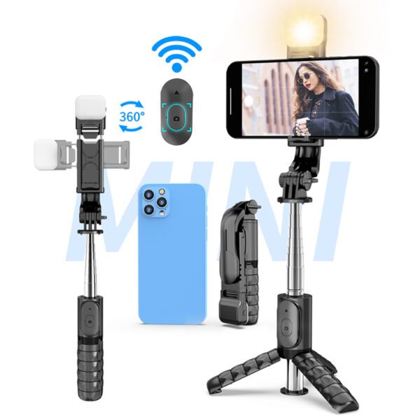 Q11s Flexible Selfie Stick Tripod with Led Light Selfiestick Wireless Mini Selfie Stick with Remote Control Phone Selfie Stick - Image 6