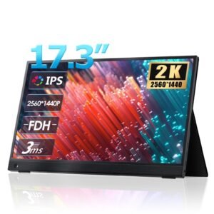17.3 inch Portable Monitor with USB C port Dual Speaker for Laptop PC Phone PS4 as extend/second screen with 2K resolution