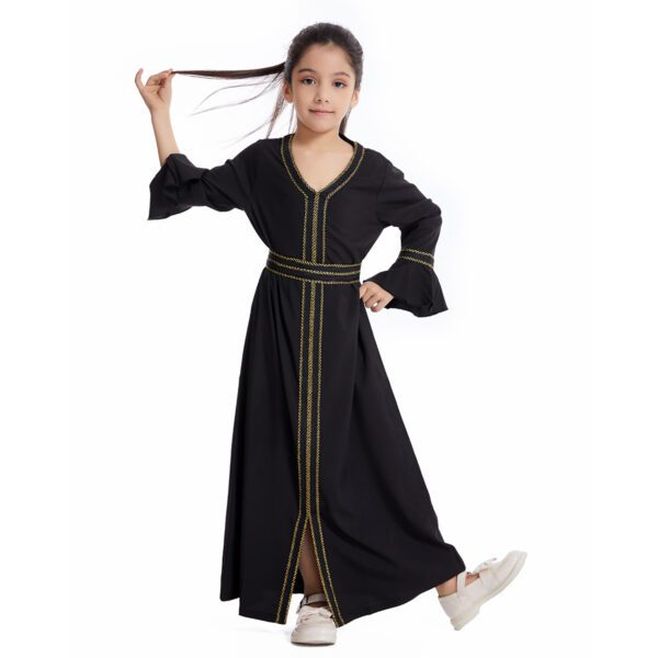 1061 New kids girls muslim dress closed long sleeve kaftan skirts party wear abaya kids dresses for girls