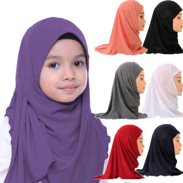 Muslim Girls Kids Hijab Islamic Scarf Shawls No Decoration Soft and Stretch Material for 2 to 7 years old Girls Wholesale 50cm - Image 6