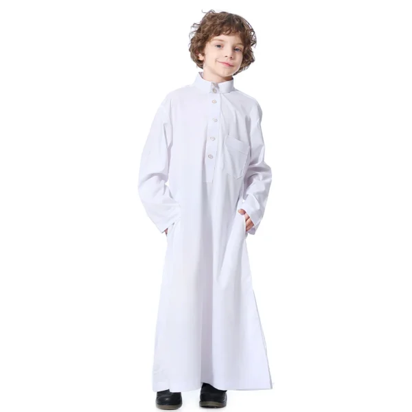 Traditional Embroidered Breathable Long Sleeve Muslim Clothing Islamic Thobe Boy Muslim Kids Children Clothing - Image 5