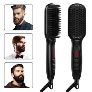 Beard Comb Brush Heat Spray Soap Balm Detangle Comb Storage Case Beard Straightening Gift Set Beard Straightener Kit