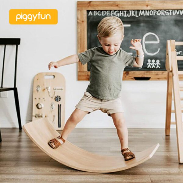 wholesale gym custom adults workout trainer wobble fitness beam surf montessori game kids wood toy balayage wooden balance board - Image 6