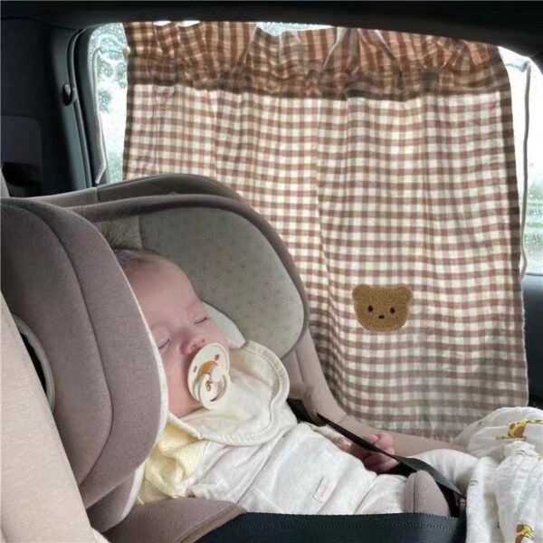 INS Cartoon Bear Car Sun Shade Curtain for Side Window Baby Kids Children Sunshade Protector Car Interior Sun Blocker Blind - Image 6