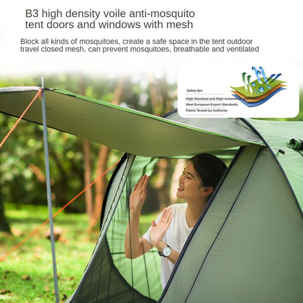 Pop-up Tent and Automatic Instant Portable Cabana Beach Camping Suitable for 2 People 2 Doors Water-Resistant UV Protection Sun - Image 5