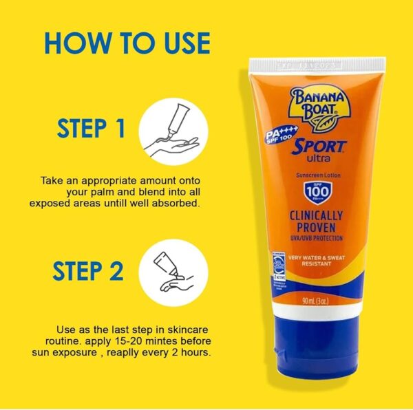 Banana Boat Sports Sunscreen Lotion SPF 100 90ML - Image 2