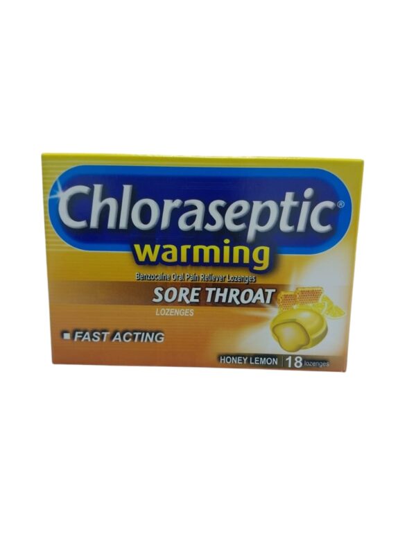 Chloraseptic Sore throat lozenges Warming 18's pack (Honey Lemon flavor)