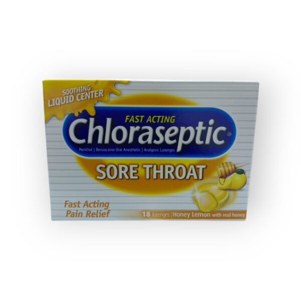 Chloraseptic Sore throat lozenges 18's pack (Lemon with real honey flavor)