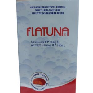 Flatuna Simethicone B.P 80Mg & Activated Charcoal B.P 250Mg 20 Tablets pack