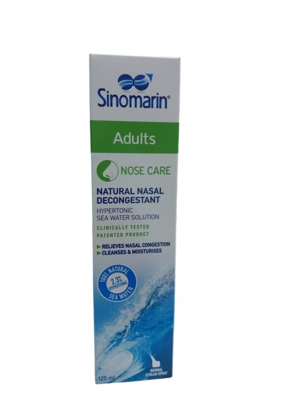 Sinomarin Decongesting & Moisturizing Hypertonic Sea Water Nasal Spray for Adults - preservative free 125 ml