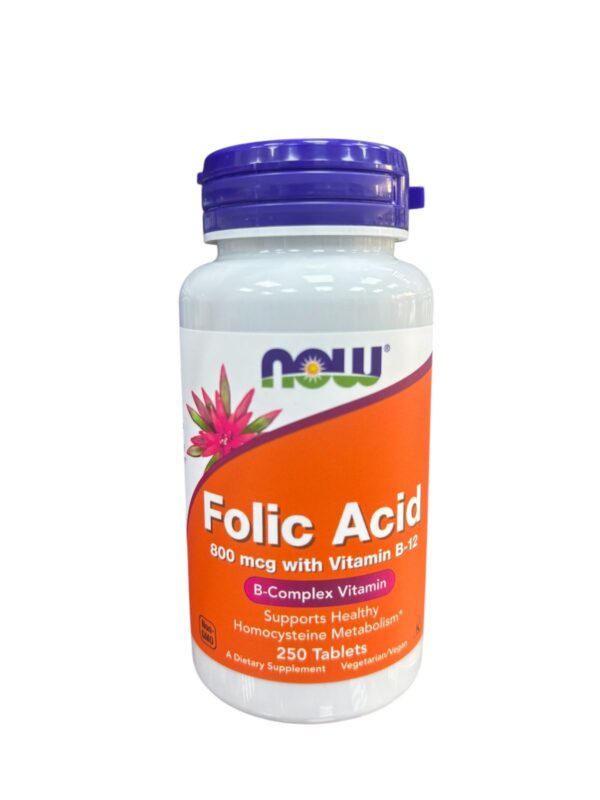 Now Folic Acid 800 Mcg With Vitamin B12 Tablets 250 Pieces