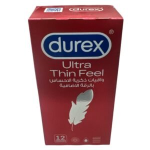 Durex Ultra Thin Feel Lubricated Condoms for Men, Pack of 12