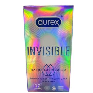 Durex Invisible Extra Thin Extra Lubricated Condoms for Men, Pack of 12