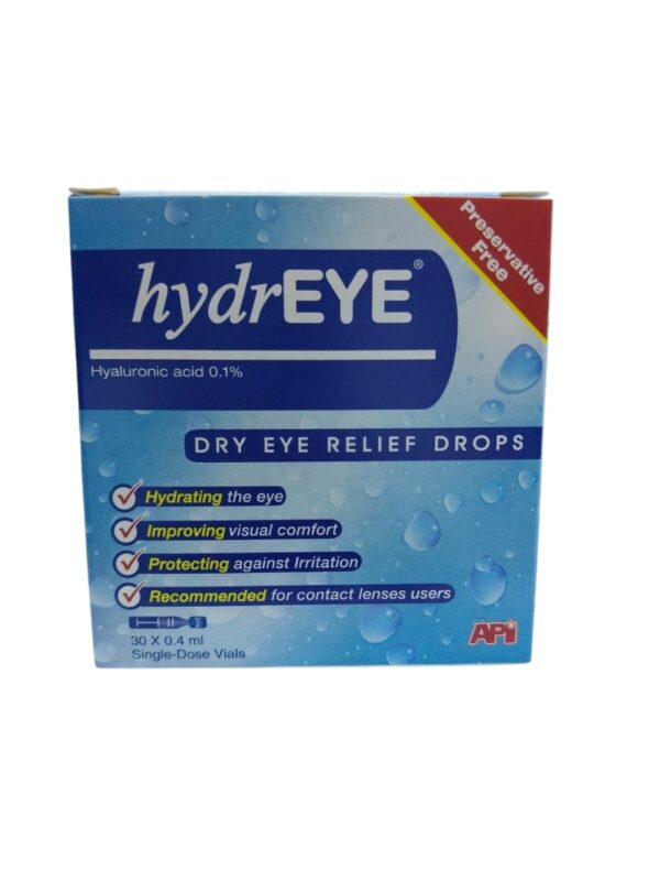 HydrEYE Eye drops (Hayaluronic acid 0.1%) 30x0.4ml single dose vials